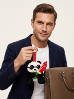 Anoeo FoShan Vente en gros - Jouets de haute qualité, porte-clés en peluche Panda porte-bonheur en coton PP de 4 pouces, haute visibilité