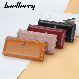 Portefeuille long pour femme Baellerry en cuir PU, multi-emplacements pour cartes, fermeture éclair, grande capacité, sac à main rétro, bordeaux - Product Image 4