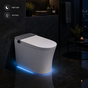 WC intelligent certifié CUPC ETL avec chauffage instantané, cuvette allongée, télécommande et siège chauffant, siphon en P, à poser au sol - Product Image 3