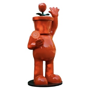 Figurine sculptée en résine personnalisée, style art populaire de dessin animé, en forme de pot, motif tulipe et sucette, pour décoration extérieure, jardin, maison, installation artistique et cadeaux - Product Image 1