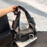 Sacs à bandoulière vintage de style Maillard pour femmes Y2k Hot Girls Underarm Bag Luxury Cool Pu Leather Ladies Handbags Female Tote Purse