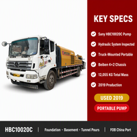 Pompe à béton diesel montée sur camion Sany HBC10020C d'occasion, 2019, Chine, 12855 kg, prête à l'exportation