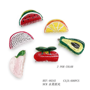 Fermacapelli a forma di artiglio di frutta da 9 cm, colorati, per donne e ragazze - Product Image 3