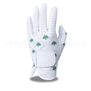 Gant de golf tout cuir beige d'Indonésie avec tissu à motif d'arbre vert en gros - Product Image 1