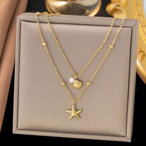 316L Stainless Steel Ocean Style Shell Starfish Sun Heart Pendant Necklace Women Neck <b>Chain</b> Jewelry Collar De Acero Inoxidable - Product Image 5