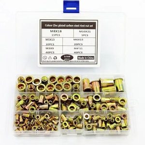 Écrous à riveter Hui Wuju M3 M4 M5 M6 M8 M10 en acier au carbone zingué à tête plate et à bride, lot de 150 pièces - Product Image 1