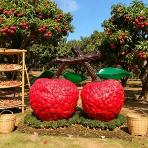 Statue de litchi surdimensionnée, résistante aux intempéries, personnalisable, pour aménagement paysager de zone de loisirs, sculpture décorative pour entrée de parc - Product Image 1
