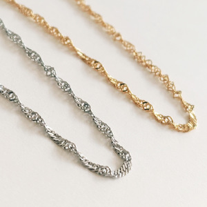 Collares de Cadena de Acero Inoxidable Antideslustre de 2mm con Diseño de Onda de Agua, Cadenas Largas de Oro de 18k, Diseños de Moda, Collares de Cadena Estilo Singapur - Product Image 2