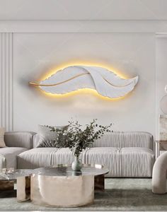 Applique Murale LED Créative <span class=keywords><strong>de</strong></span> Luxe en Forme <span class=keywords><strong>de</strong></span> Plume, <span class=keywords><strong>Lampe</strong></span> Murale Minimaliste d'Intérieur pour Mur TV, Chambre à Coucher, <span class=keywords><strong>Chevet</strong></span>, Salon, Hôtel, Villa - Product Image 6