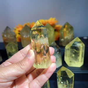 Tour de cristal de <span class=keywords><strong>citrine</strong></span> de haute qualité en gros, tour de guérison, baguette pointue colorée, artisanat en cristal pour la décoration Feng Shui - Product Image 4