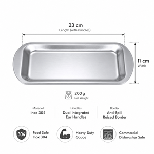 Plateaux de service rectangulaires en acier inoxydable SUS304 de qualité alimentaire avec poignées doubles, finition PVD Or Titane, pour plateaux à snacks et services de table coréens - Product Image 2