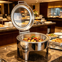 Chauffe-plat rond en acier inoxydable doré de luxe, récipient pour réchauffer les aliments pour buffet, chauffe-plat électrique en acier inoxydable