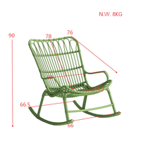 Fauteuil à bascule H-1072 confortable, moderne, imperméable et écologique en PP pour l'extérieur, idéal pour les hôtels