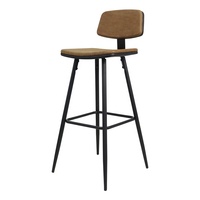 Offre Spéciale Rétro En Métal Jambes PU EN CUIR Haut Tabouret de Bar Chaise Haute Avec Dossier Repose-pieds