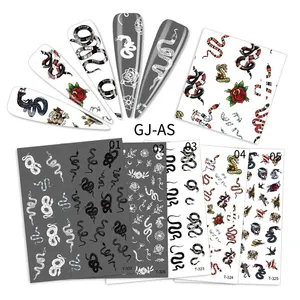 Hot Sale Snake Nagel Wraps Polierst reifen Print Nail Art Sticker Aufkleber mit 5 Designs für Nagel dekoration