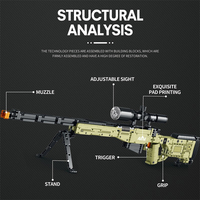 Set Blok Bangunan Senapan Sniper AWM BLOCKMOC, Model Rakitan yang Dapat Diluncurkan, Mainan Edukatif Elektronik DIY, Bersertifikasi ASTM, Bahan ABS