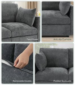 Canapé modulable en chenille pour salon, confortable, en forme <span class=keywords><strong>de</strong></span> L, convertible, <span class=keywords><strong>4</strong></span> places, canapé moderne avec ottoman mobile pour appartement - Product Image 5