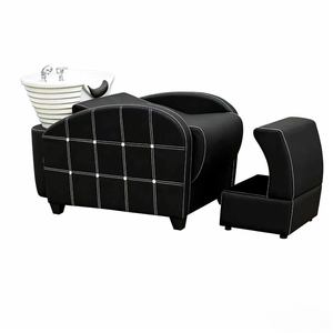 Lavacabezas de peluquería con lavabo de cerámica profundo, tipo semidecúprido, con sistema de descarga especial - Product Image 4