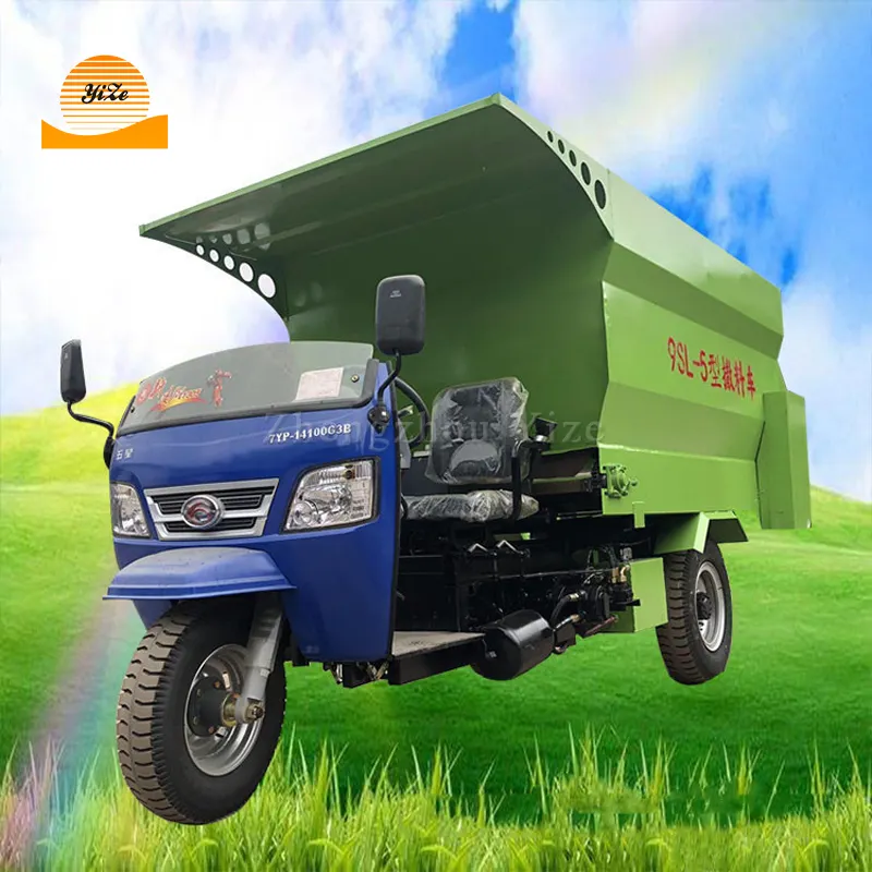 Mesin Diesel seluler, rumah babi, ternak dapat digerakkan, domba, penjepit, umpan, penyebar umpan dengan sepeda roda tiga