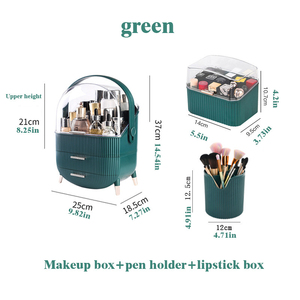 Hộp đựng mỹ phẩm 2 ngăn, có ngăn đựng cọ trang điểm, giá son môi, nắp trong suốt, hộp đựng mỹ phẩm, hộp đựng đồ trong phòng tắm - Product Image 2