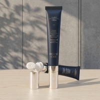 Tube souple de luxe 20g avec embout céramique détachable et capuchon à vis noir en PE pour crème contour des yeux et soins de la peau