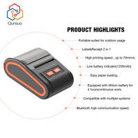 Imprimante thermique sans fil Bluetooth mini 58 mm portable, étiquette de code-barres 1D 2D pour POS mobile, imprimante thermique mobile portable