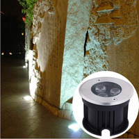 Lumière LED encastrée pour jardin, terrasse, piscine, étanche IP68, en acier inoxydable, 3W, 100 mm, blanc chaud, enterrée