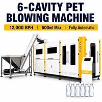 Machine de soufflage de bouteilles PET à 6 cavités, 12000 BPH, contrôlée par PLC, moulage par étirage-soufflage automatique, haute productivité pour l'eau et les jus