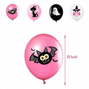 Set de Decoración para Fiesta de Halloween Rosa: Pancarta Temática, Adorno Grande para Pastel, Set de Globos y Banderas - Product Image 4