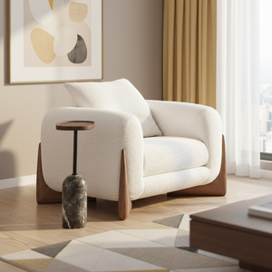 OKF Modern Luxury Square Italian Minimalist Solid <b>Wood</b> Legs Space-Saving Design White Sponge-Filled Comfort <b>for</b> Living Room OKF- - Product Image 4