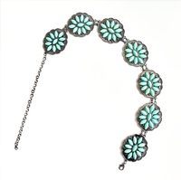 Gina Fashion Wholesale Western Concho Turquoise Chain Belt Cinturón de metal de tamaño ajustable
