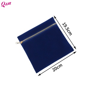 Organizador de productos electrónicos cosméticos de terciopelo personalizado, bolsa con dos cremalleras y logotipo - Product Image 5