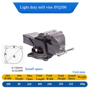 Meilleur prix - Étau de fraisage manuel JFQ-200 de marque Dijin, type léger, pour réparation automobile, 8'' avec base pivotante - Product Image 2