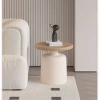 Table basse ronde en bois massif classique moderne Table d'appoint en métal de luxe pour salon