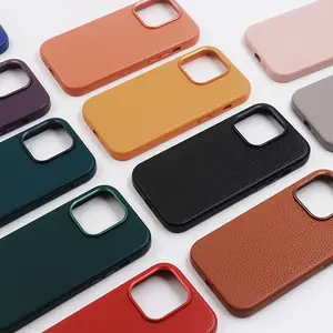 Grosir Tiongkok casing ponsel kulit mewah unik 2023 untuk iPhone 15