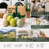 Set Bola Pengering Pakaian Wol Organik Buatan Tangan yang Dapat Digunakan Kembali dengan Kantong Katun