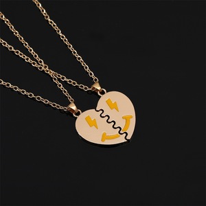 Collar de joyería de moda con colgante de corazón de sonrisa chapado en oro de nuevo estilo con cadenas de moda de diamantes para mejores amigos - Product Image 3