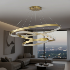 <span class=keywords><strong>Plafonnier</strong></span> LED CA031-3BZ 70W, diamètre moyen 40+60+80cm, 3000K blanc chaud, aluminium doré + silicone blanc, câble de 200cm - Product Image 4