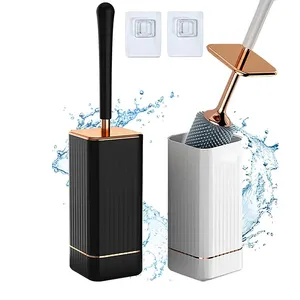 Brosse de toilette Zenidoo en silicone TPR écologique avec base étanche, poils souples et flexibles, sans angles morts, en plastique - Product Image 1