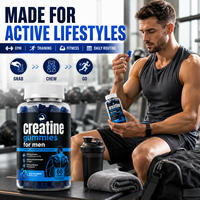 Gummies de créatine monohydrate 5000mg, 60 unités, marque privée OEM, directement de l'usine, pour la force musculaire et les performances sportives