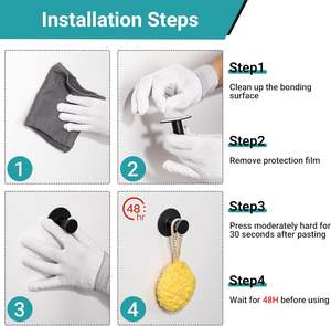 Crochets ronds autocollants en acier inoxydable, crochets pour serviettes et peignoirs, chromés polis, salle de bain, cuisine, ensemble de 2 pièces, 5x5x3.8cm - Product Image 6