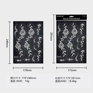 Pochoirs de tatouage au henné imprimés en sérigraphie, motifs ajourés, autocollants pour peinture temporaire sur main et corps, modèle de tatouage imperméable - Product Image 6
