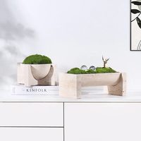 SAIDKOCC Naturel Marbre Pierre Pot De Fleur Vintage Travertin Tablescape Succulent Aloe Vera En Pot Herbe Planteur Hôtel Décor À La Maison