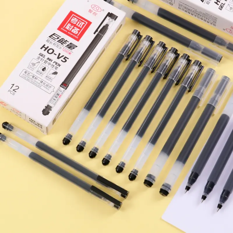 Bolígrafos al por mayor Set 0,5 Mm Negro Tinta personalizada Logo Aceite Neutral Escuela Azul Firma Mejor escritura Cómodo Gel Pen Fabricante