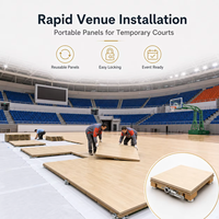 Revêtement de sol pour terrain de badminton en bois d'érable certifié FIBA pour sports en salle, dalles de sol emboîtables, modèle FH-LOCK