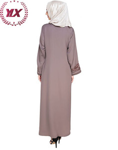 Top bán Chất lượng cao hồi giáo Thổ Nhĩ Kỳ modestwith Flora Cuff dài <span class=keywords><strong>maxi</strong></span> hấp dẫn nâu hoa thêu Dubai phong cách abaya Ăn mặc - Product Image 6