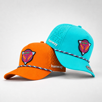 Casquette de golf 5 panneaux de haute qualité avec logo personnalisé en PVC caoutchouc, casquettes de baseball imperméables, casquettes de sport avec cordon