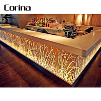 Comptoir de bar en Corian LED, design pour hôtel, bar, boîte de nuit, restaurant, mobilier, table de bar à café, comptoirs de bar à domicile