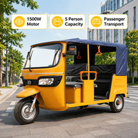 Tuk Tuk Eléctrico de 1500W con Cabina Abierta Lateral para Servicio de Taxi Urbano y Transporte de Pasajeros Turísticos