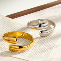 Bracelet jonc épais et lisse en acier inoxydable de créateur pour femme, étanche, vente en gros, accessoires de bijouterie, cadeaux pour femme